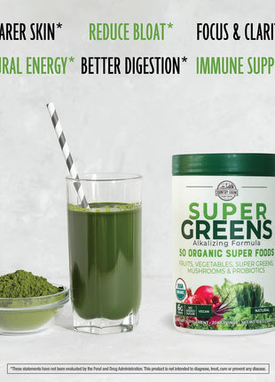 Force Factor Total Beets Organic Beetroot Powder and Country Farms Super Greens Drink Mix, 50 Organic Superfoods, 20 Servings
