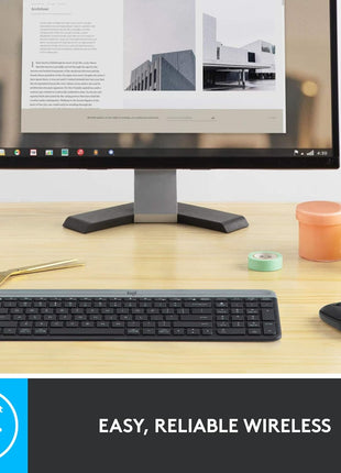 Logitech MK470 Slim Wireless Keyboard and Mouse Combo - Modern Compact Layout, Ultra Quiet, 2.4 GHz USB Receiver, Plug n' Play Connectivity, Compatible with Windows - Graphite