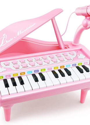 Love&Mini Piano Keyboard Toys for Girls - 24 Keys Toddler Piano Toy | Kids Piano Music Toy Instruments with Microphone,Pink Piano Toys for 3+ Years Old Girls Birthday Xmas Gifts