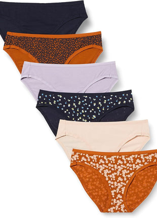 Amazon Essentials Women's Breathable Cotton Bikini Brief Underwear with Full Coverage, Multipacks
