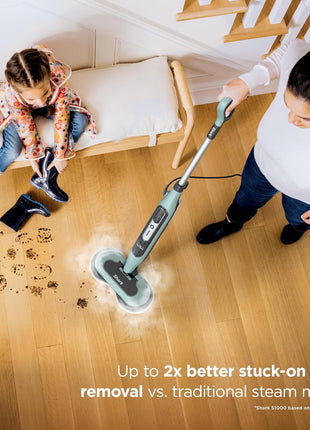 Shark Steam & Scrub Steam Mop, All-in-One Hard Floor Cleaner, Grey, S8001 | LED Headlights, 4 Dirt Grip Soft Scrub Pads Included, XL Water Tank, Swivel Steering