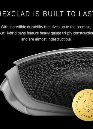 HexClad 10 Inch Hybrid Nonstick Frying Pan with Lid, Stay-Cool Handle, Dishwasher and Oven Safe, Induction Ready, Frying Pan Skillet Compatible with All Cooktops