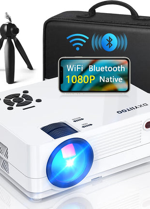 Native 1080P Projector with WiFi and Two-Way Bluetooth, Full HD Movie Projector for Outdoor Movies, 300" Display Projector 4k Home Theater, Compatible with iOS/Android/PC/XBox/PS4/TV Stick/HDMI/USB