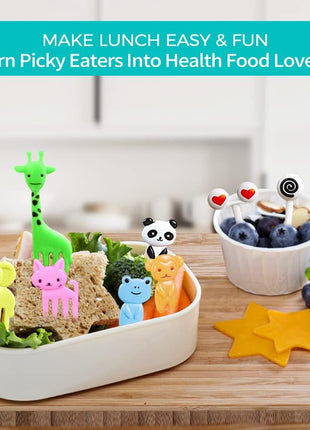 156PCS Animal Food Picks for Kids Bento Box Accessories, FATLODA Fun Kid Food Picks, Cute Fruit Toothpicks for Kids Lunch Accessories, Reusable Lunchbox Pick for Kid Toddler