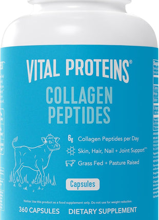Vital Proteins Collagen Peptides Capsules for Women, Collagen Supplement 360 Capsules | Collagen Peptides Capsules, Supports Hair Skin & Nails, Easy Daily Supplement, 60 Servings