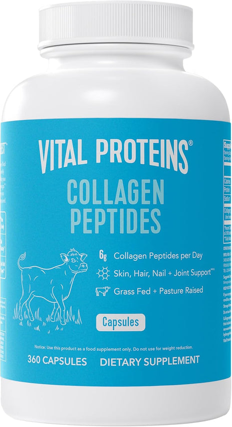 Vital Proteins Collagen Peptides Capsules for Women, Collagen Supplement 360 Capsules | Collagen Peptides Capsules, Supports Hair Skin & Nails, Easy Daily Supplement, 60 Servings