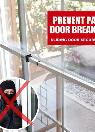 SECURITYMAN Sliding Door Security Bar-Child Proof Sliding Door Lock Bar with Anti Lift Lock - Fits Most Doors & Windows - Adjustable Patio Door Security Bar (18.75 inch- 51.1 inch) - White