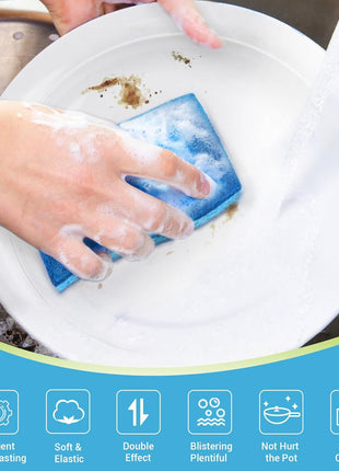 AIDEA Non Scratch Scrub Sponge, 24Count, Sponges for Dishes, Sponges Kitchen, Cleaning Sponge, Cleans Fast Without Scratching, Stands Up to Stuck on Grime, Cleaning Power for Everyday Jobs