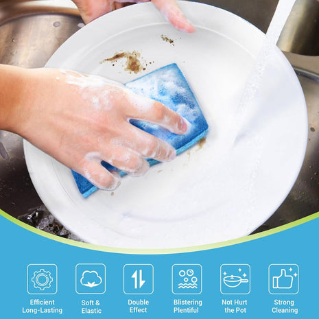 AIDEA Non Scratch Scrub Sponge, 24Count, Sponges for Dishes, Sponges Kitchen, Cleaning Sponge, Cleans Fast Without Scratching, Stands Up to Stuck on Grime, Cleaning Power for Everyday Jobs