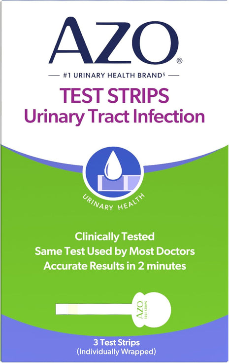 AZO Urinary Tract Infection (UTI) Test Strips, Results in 2 Mins, 3 Count | From the #1 Urinary Health Brand± Clinically Tested At Home UTI Test Strips For Women, Convenient, Fast Easy to Read Results