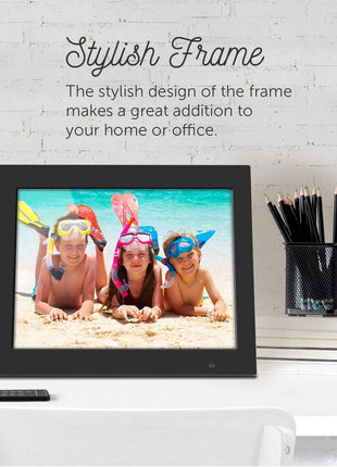 Aluratek 8 Inch LCD Digital Photo Frame with Auto Slideshow Using USB SD/SDHC (ADPF08SF) - Black