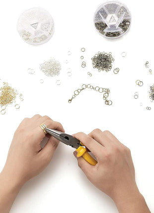 Handyman Crafts Jump Rings Kit With1000PCS Open Jump Rings 40PCS 12mm Lobster Clasps and Jump Rings Opener for Jewelry Making Keychains and Necklace Repair (Gold)