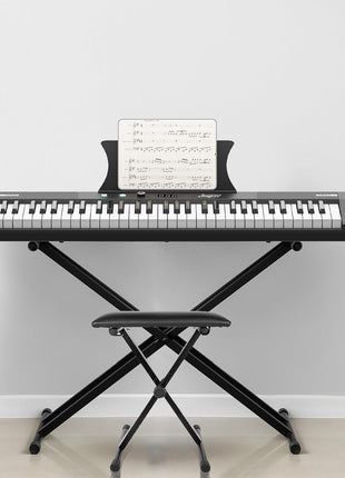 61 Key Keyboard Piano, Protable Electric Semi-Weighted Piano Keyboard for Beginner/Professional, With Power Supply, Built In Speakers, Pedal, Perfect for Birthday or Christmas(with stand, stool)
