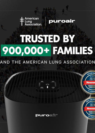 PuroAir 240 HEPA Air Purifiers for Home Pets Air Cleaner up to 1,000 Ft2 - HEPA Filter + CarbonTech up to 500X Stronger - Cleans Air Fast - Auto, Sleep Modes Air Purifiers for Bedroom, Office, Dorm