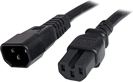 StarTech.com 6ft (1.8m) Heavy Duty Extension Cord, IEC 320 C14 to IEC 320 C15 Black Extension Cord, 15A 250V, 14AWG, Extension Power Cable, Heavy Duty AC Power Cord, UL Listed (PXTC14C156)
