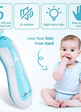 Qunlions life Electric Nail File Drill for Baby No Sharp Claws Hurt, 6 in 1 Safety Cutter Trimmer Clipper for Toes and Fingers (Blue)