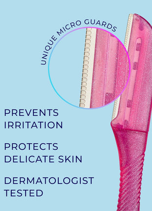 Schick Hydro Silk Touch-Up Dermaplaning Tool with Precision Cover, 3ct | Dermaplane Razor, Face Razors for Women, Peach Fuzz Remover