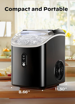 Nugget Ice Maker Countertop, Silonn Chewable Pellet Ice Machine with Self-Cleanin Function, 36lbs/24H Portable Ice Makers for Home Kitchen Officce, Black