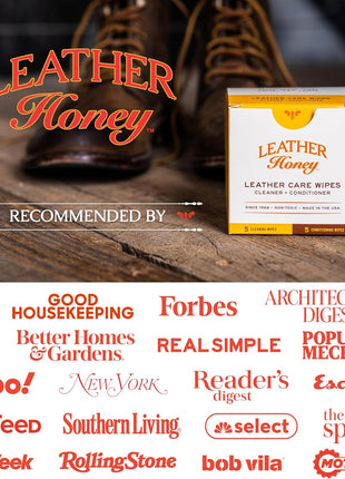 Leather Honey Leather Wipe Kit: Clean & Restore On-The-Go. For Any Color of Leather Couches, Car Seats, Purses, Shoes & Bags. Nontoxic, Ready-to-Use & Made in the USA. 5 Cleaner & 5 Conditioner Wipes