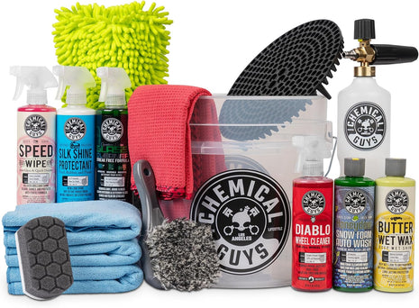 Chemical Guys 16-Piece Arsenal Builder Car Wash Kit with Foam Cannon, Bucket, and 6 x 16 oz Care Chemicals - Car Detailing Kit Works with Pressure Washers, Trucks, SUVs, Motorcycles, and More