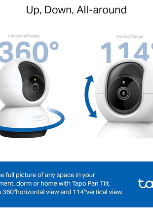 TP-Link Tapo 2K QHD Pan/Tilt Security Camera for Pet Camera, Baby Monitor, Motion Detection, Motion Tracking, 2-Way Audio, Night Vision, Cloud &SD Card Storage, Works w/Alexa & Google Home(Tapo C220)