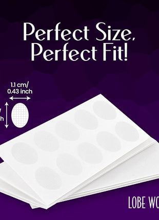 Lobe Wonder - The ORIGINAL Ear Lobe Support Patch for Pierced Ears - Eliminates the Look of Torn or Stretched Piercings - Protects Healthy Ear Lobes from Tearing - 60 Patches - Clear & Latex-Free