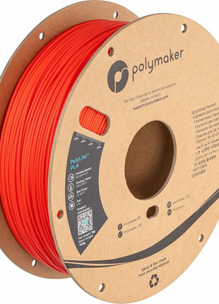 Polymaker PLA Filament, Red 3D Printing PLA Filament 1.75mm 1kg - PolyLite 3D Printer PLA Filament, Dimensional Accuracy  0.03mm, Compatible with Most 3D Printer, Red