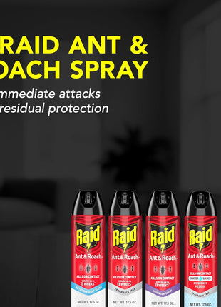Raid Ant & Roach Killer 26, Fragrance Free Bug Killer for Home Use, Kills Bugs on Contact, 17.5 Oz, 2 Count