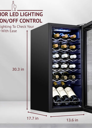 SCHMECKE 18 Bottle Compressor Wine Cooler Refrigerator w/Lock - Large Freestanding Wine Cellar - 41f-64f Digital Temperature Control Wine Fridge For Red, White, Champagne or Sparkling Wine - Black