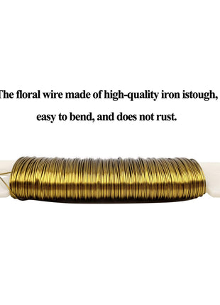 26 Gauge Golden Metal Floral Wire, 38 Yards/35 Meters,for Christmas Wreaths,Tree Decoration,Flower Arrangement,Craft Wire,Flower Wire,Garden Wires,Flowers Bouquet Accessories,Jewelry Wires DIY