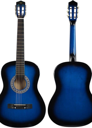 YMC 38 inch Blue Beginner Acoustic Guitar Starter Package Student Guitar with Gig Bag,Strap, 3 thickness 9 Picks,2 Pickguards,Pick Holder, Extra Strings, Electronic Tuner -Blue