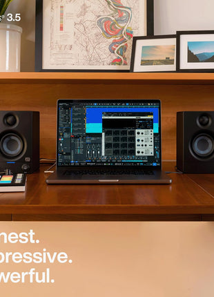 PreSonus Eris 3.5 Powered Studio Monitors, Pair — 3.5" Active Near | -Field Desktop Speakers for Music Production, Gaming, Movies & Hi-Fi | 50W, Woven-Composite Woofer, Silk-Dome Tweeter, Black