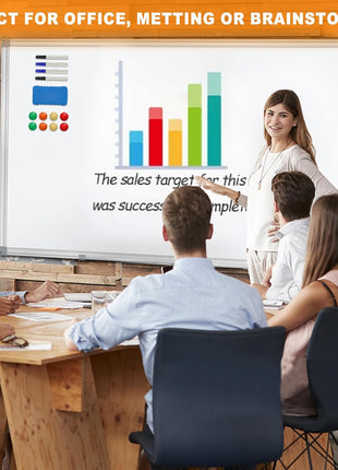 H-Qprobd Dry Erase Board for Wall 72 inchx40 inch Aluminum Presentation Magnetic Whiteboard with Long Pen Tray, Wall-Mounted White Board for School, Office and Home