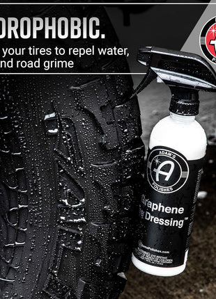 Adam's Polishes Graphene Tire Dressing - Deep Black Finish W/Graphene Non Greasy Car Detailing | Use W/Tire Applicator After Tire Cleaner & Wheel Cleaner | Ceramic Coating Like Tire Protection (16oz)