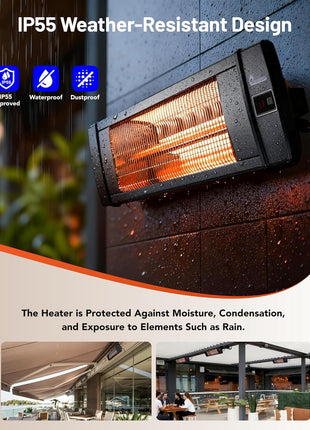 Dr Infrared Heater DR-238 Carbon Infrared Outdoor Heater for Restaurant, Patio, Backyard, Garage, and Decks, Standard, Black
