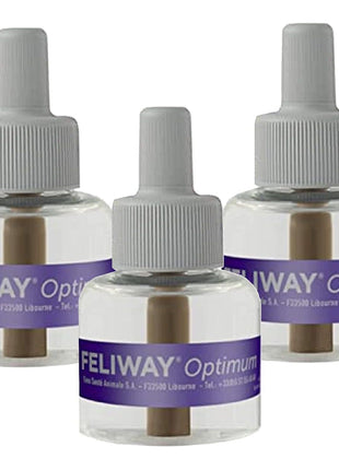 FELIWAY Optimum Cat Calming Pheromone Diffuser Refill - 3 Pack | Advanced Support to Help Reduce Urine Spraying, Scratching, Fighting & Hiding Due to Stress, 90 Day Supply