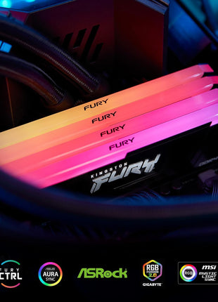 Kingston FURY Beast 64GB (2x32GB) 3600MT/s DDR4 CL18 Desktop Memory Kit of 2 | Intel XMP | AMD Ryzen | Plug n Play | RGB Infrared Syncing | KF436C18BB2AK2/64