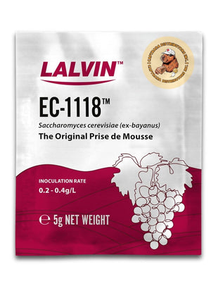 Lalvin EC-1118 Wine Yeast (10 Pack) - Champagne Yeast - Make Wine Cider Mead Kombucha At Home - 5 g Sachets - Saccharomyces cerevisiae - Sold by CAPYBARA Distributors Inc.