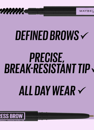 Maybelline Express Brow Ultra Slim Eyebrow Makeup, Brow Pencil with Precision Tip and Spoolie for Defined Eyebrows, Soft Brown 255, 1 Count