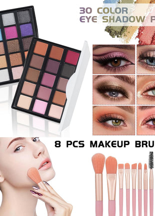 Pomcral All In On Makeup Kit Makeup Set For Teens, Women, Girl and Beginners Includes Eyeshadow Concealer Palette Lip Gloss Set Lipstick Eye Pencil Makeup Brushes