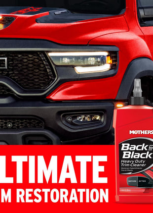 Mothers Back-to-Black Heavy Duty Trim Cleaner Kit, 12 oz. Gel Cleaner + Trim Brush — Deep Cleans & Restores Exterior Trim & Plastics, Removes Oxidation, Dirt, Grime & Wax, Drip-Free Gel (06141)
