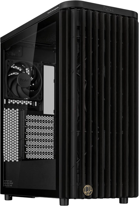 ASUS ProArt PA401 Wood Edition ATX PC Case Tempered Glass, Certified Wooden Front Panel, Prebuild Dual 160mm Fans, Power Button Lock, USB-C 20Gbps, Detachable PSU Bracket, 2 Year Warranty