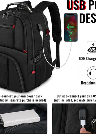 YOREPEK Large Laptop Backpack for Men, Heavy Duty Travel Backpack | Carry On Flight Approved, 17 Inch College Work Bookbag, Water Resistant Business Backpack for Men Women mochilas para hombres