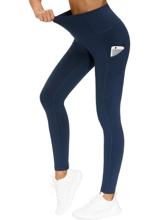 THE GYM PEOPLE Thick High Waist Yoga Pants with Pockets, Tummy Control Workout Running Yoga Leggings for Women (Medium, Black)