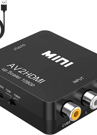BD&M RCA to HDMI Converter, Composite to HDMI Adapter Support 1080P PAL/NTSC Compatible with PS one, PS2, PS3, STB, Xbox, VHS, VCR, Blue-Ray DVD Players