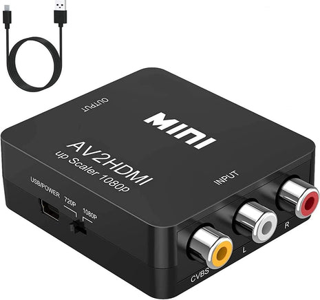 BD&M RCA to HDMI Converter, Composite to HDMI Adapter Support 1080P PAL/NTSC Compatible with PS one, PS2, PS3, STB, Xbox, VHS, VCR, Blue-Ray DVD Players
