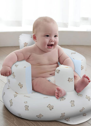 EKEPE Inflatable Baby Seat for Babies 3 Months & Up, Baby Floor Seats for Sitting Up, Baby Seats for Infants, Blow Up Baby Chair with Built in Air Pump - Bear