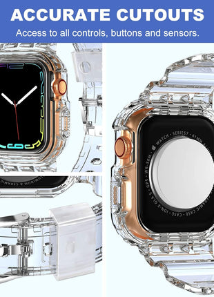 XYF Compatible for Crystal Clear Apple Watch Bands, 45mm 44mm Bumper Case for Men Women Jelly Sport Cover Strap for iWatch Ultra 3 2 Series 11 10 9 8 7 SE 6 5 4 3 (CrystalClear, 44/45)