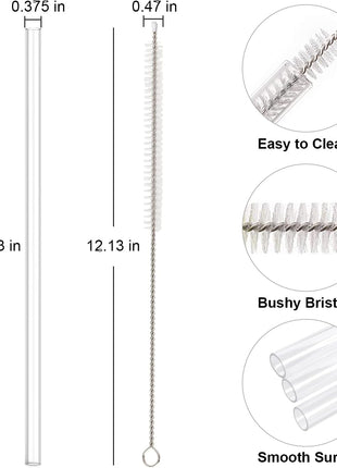 Replacement Straw Compatible with Stanley 40 oz 30 oz Cup Tumbler, 6 Pack Reusable Straw with Cleaning Brush, Plastic, Clear