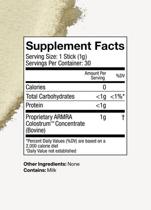 ARMRA Colostrum Powder, Unflavored, 30 Serving Travel Sticks